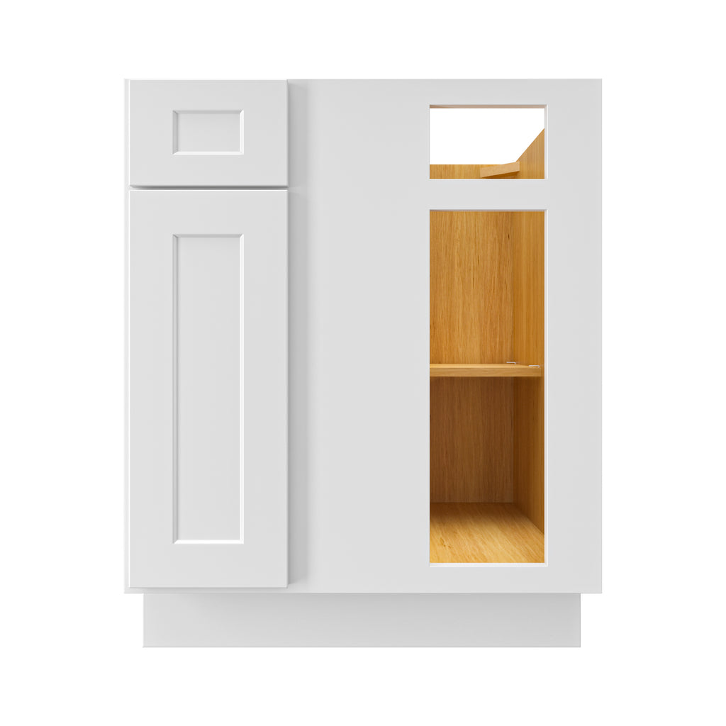 27 in. W x 24 in. D x 34.5 in. H Ready to Assemble Blind Corner Base Kitchen Cabinet in Shaker White