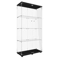 Glass Display Cabinet with Lock, 4-Shelf Double Door Curio Cabinet with Tempered Glass Shelves, Floor Standing Display Case for Collectibles and Decor, 31.7" W x 14.3" D x 64" H