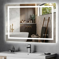 LUXYARD LED Bathroom Mirror with Lights，Dimmable, Backlit + Front Lit, Lighted Bathroom Vanity Mirror for Wall