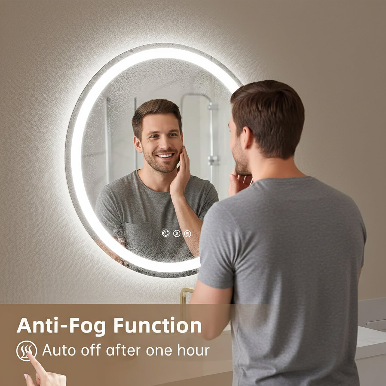 LUXYARD Round Dimmable LED Bathroom Vanity Mirror with Anti-Fog,Front and Backlit, ETL Listed