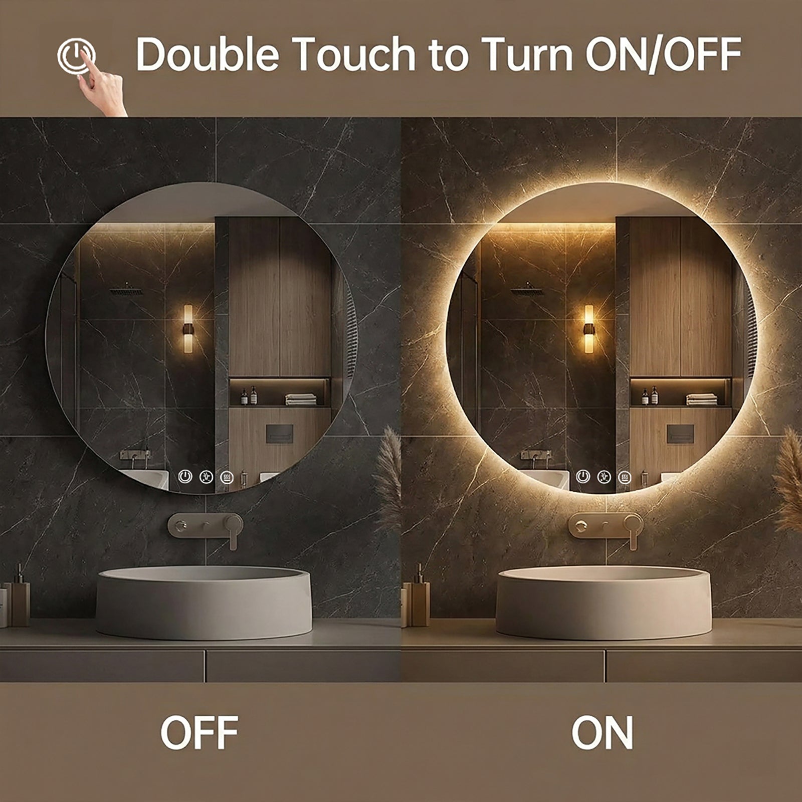 LUXYARD Dimmable LED Bathroom Vanity Mirror with Anti-Fog, Backlit, ETL Listed