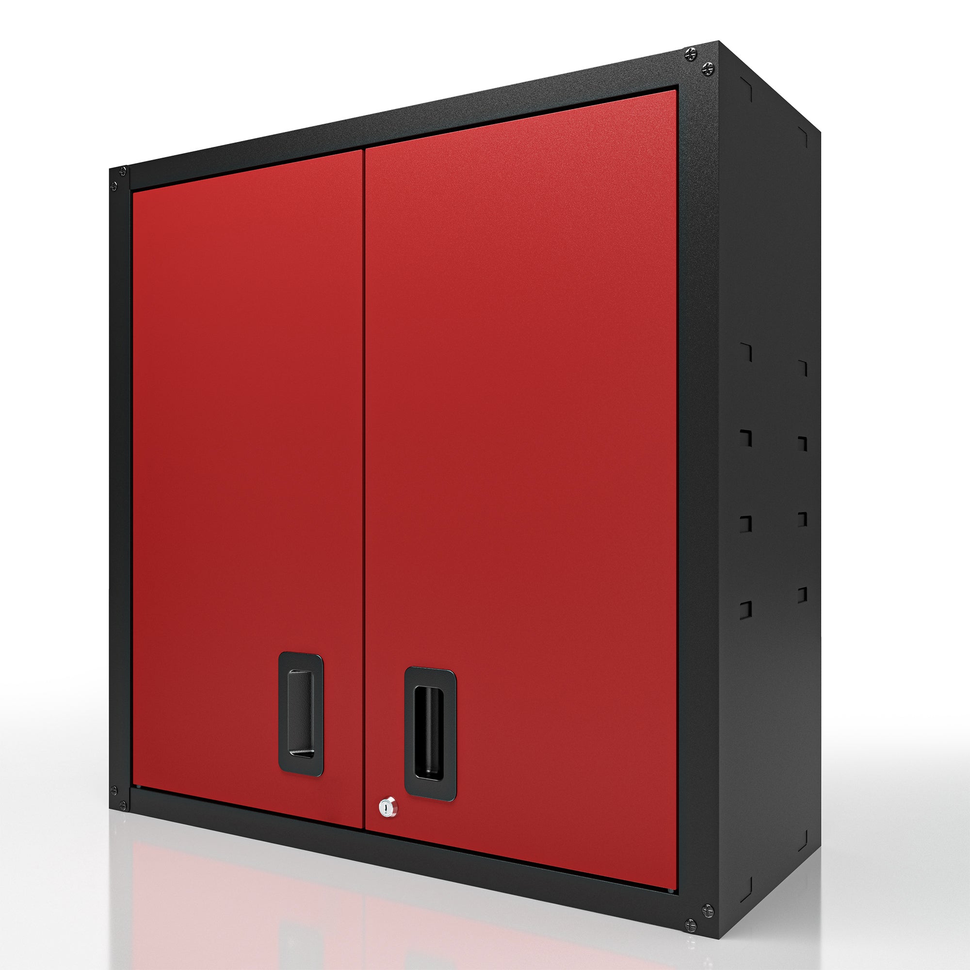 1 PCS Garage Wall Mounted Storage Cabinet with Two Doors and One Shelf Lockable Metal Wall Cabinet Hanging Tool Cabinet for Garage Utility Room
