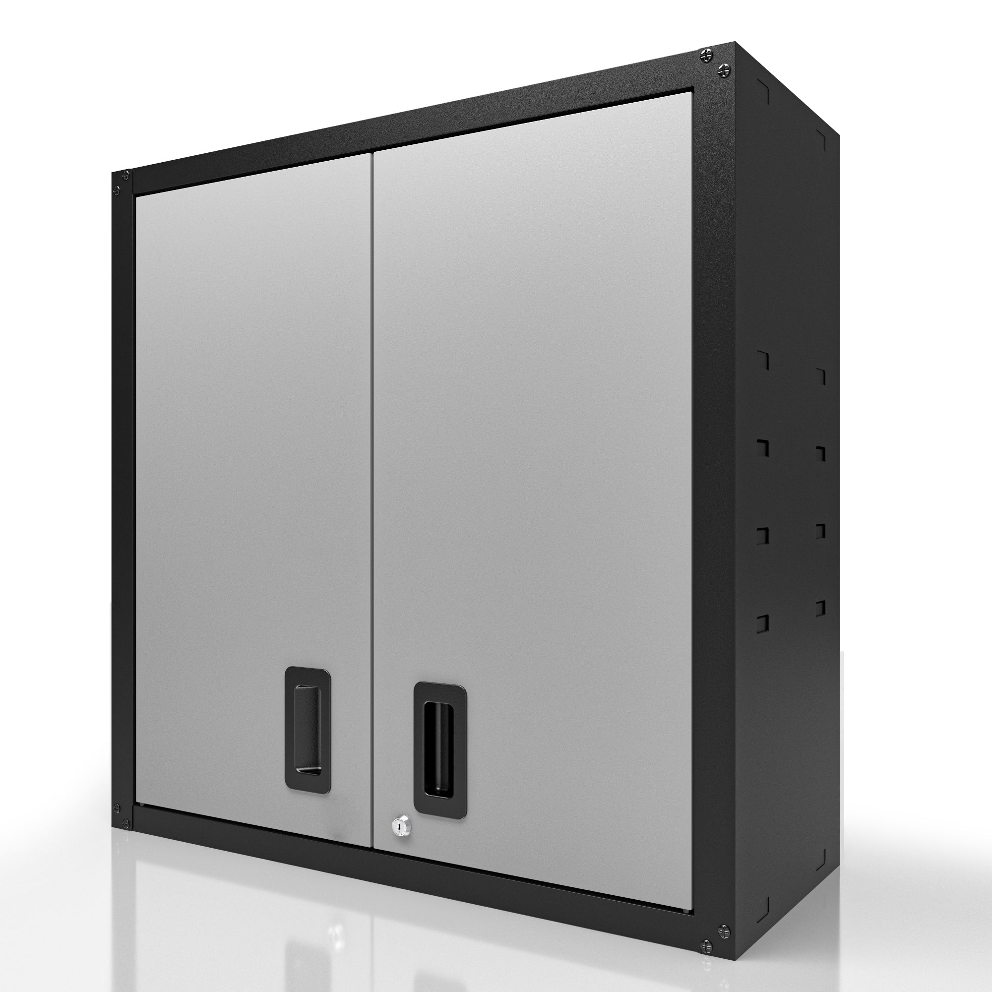 1 PCS Garage Wall Mounted Storage Cabinet with Two Doors and One Shelf Lockable Metal Wall Cabinet Hanging Tool Cabinet for Garage Utility Room