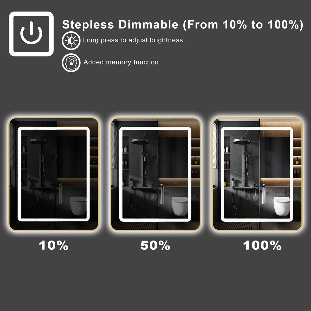 24 in. W x 30 in. H Silver LED Lighted Bathroom Medicine Cabinet Tempered Glass Recessed/Surface Mount
