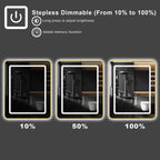 24 in. W x 30 in. H Silver LED Lighted Bathroom Medicine Cabinet Tempered Glass Recessed/Surface Mount