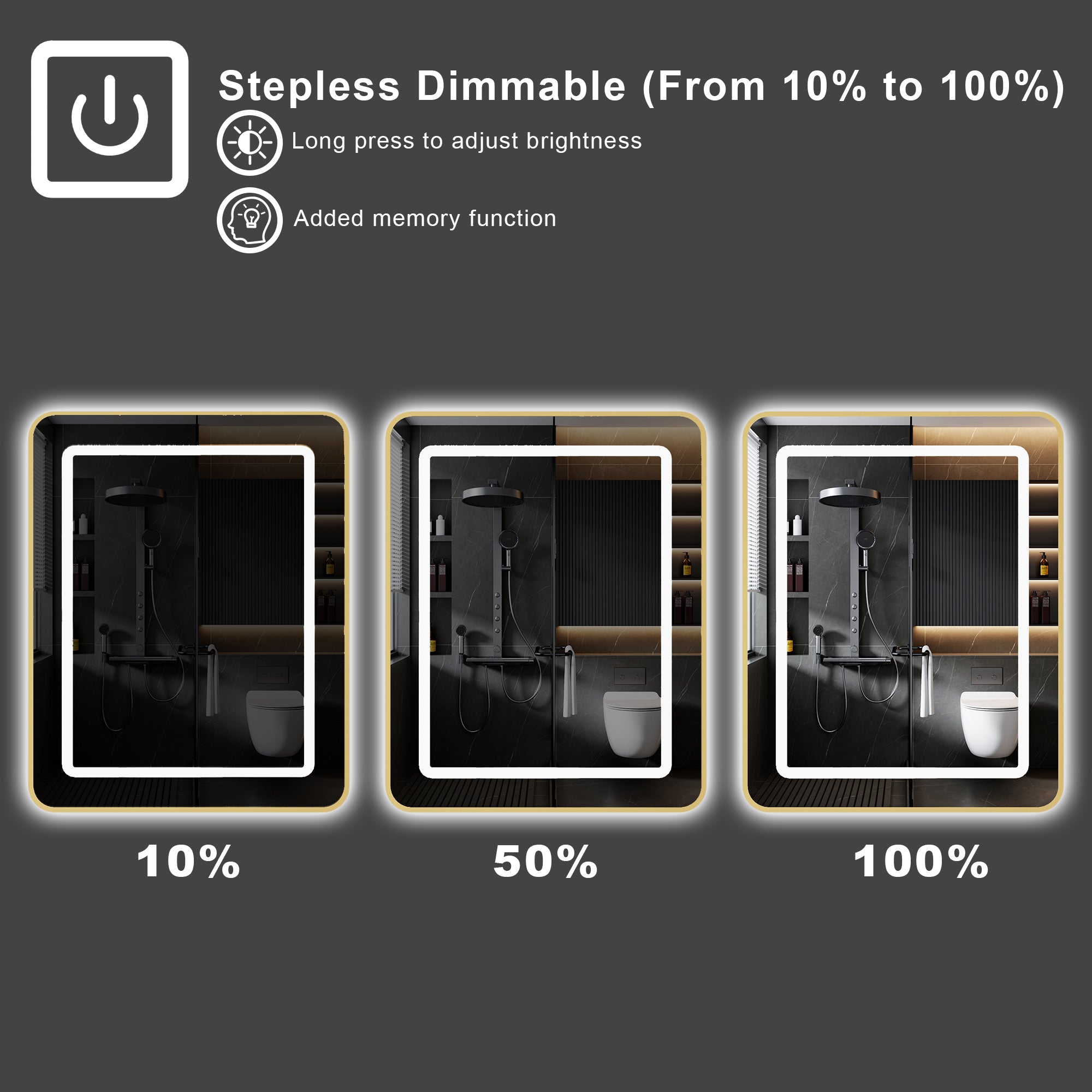 24 in. W x 30 in. H Silver LED Lighted Bathroom Medicine Cabinet Tempered Glass Recessed/Surface Mount