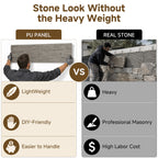 Faux Stone Wall Panels, 6-Pack Premium PU Stone Veneer for Indoor/Outdoor, 3D Artificial Rock Siding for Fireplace Surround & TV Accent Wall, English Brown Castle Stone, 45.67"x11.8"