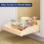 Pull Out Cabinet Organizer 13.5" W x 21" D, Soft Close Slide Out Wood Drawer Shelf for Kitchen Cabinets, Pull Out Cabinet Drawer for Base Cabinet, Pantry and Bathroom Storage, Bottom Mount
