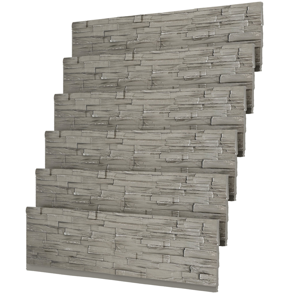 Faux Stone Wall Panels, 6-Pack Premium PU Stone Veneer for Indoor/Outdoor, 3D Artificial Rock Siding for Fireplace Surround & TV Accent Wall, English Brown Castle Stone, 45.67"x11.8"