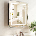 24 in. W x 30 in. H Silver LED Lighted Bathroom Medicine Cabinet Tempered Glass Recessed/Surface Mount