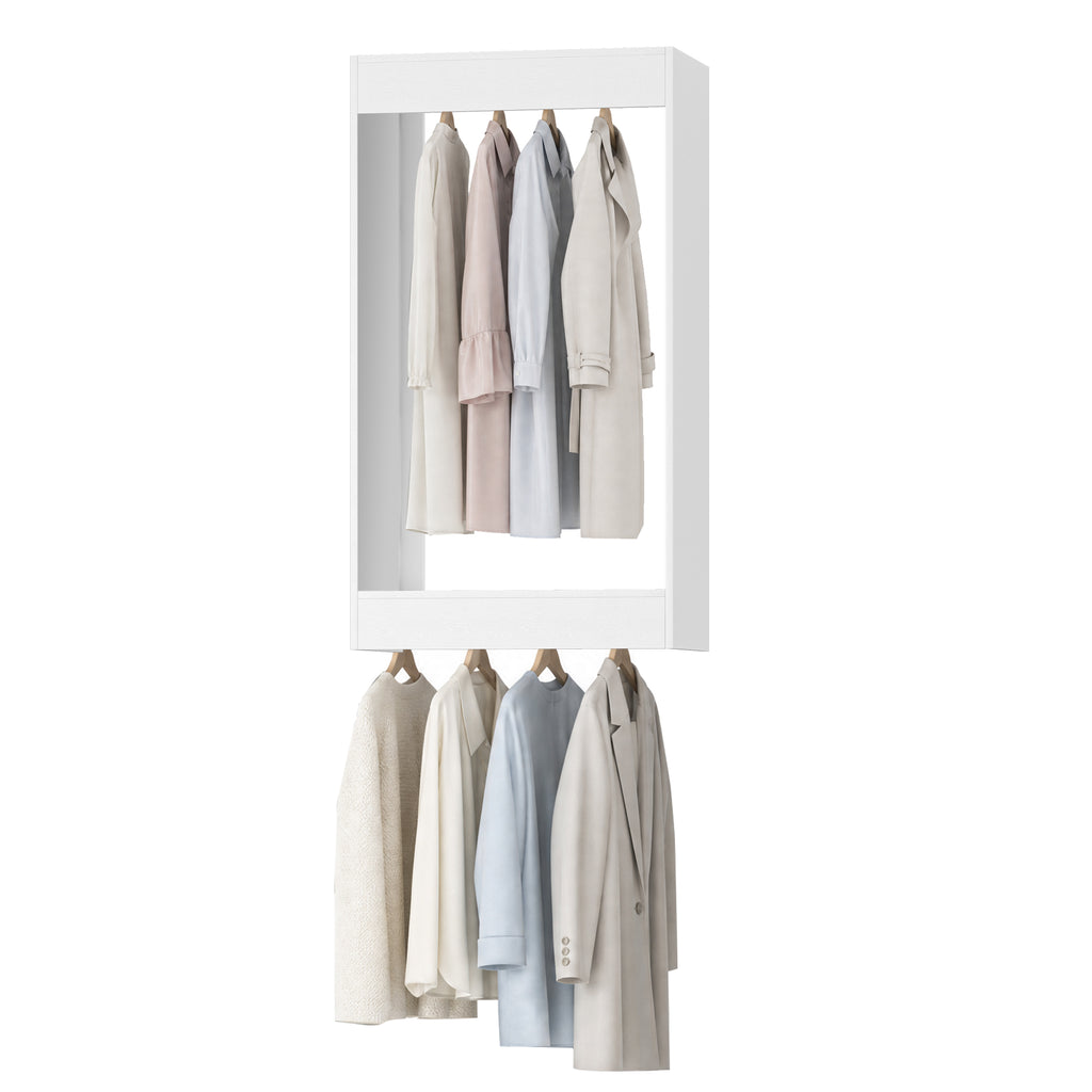 19.5" Wide Double Hanging Modular Closet System, Wall-Mounted Closet Organizer with Dual Hanging Rods, White