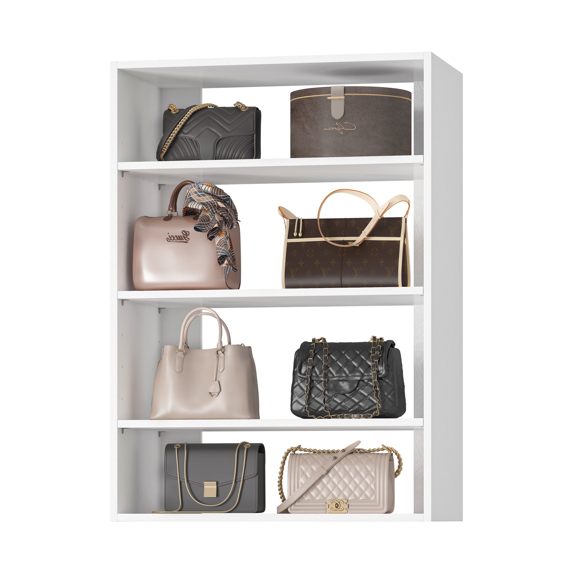19.5" Wide Short Tower Modular Closet System, Adjustable Shelf Closet Tower for Storage, White