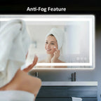 LUXYARD LED Bathroom Mirror with Lights，Dimmable, Backlit + Front Lit, Lighted Bathroom Vanity Mirror for Wall