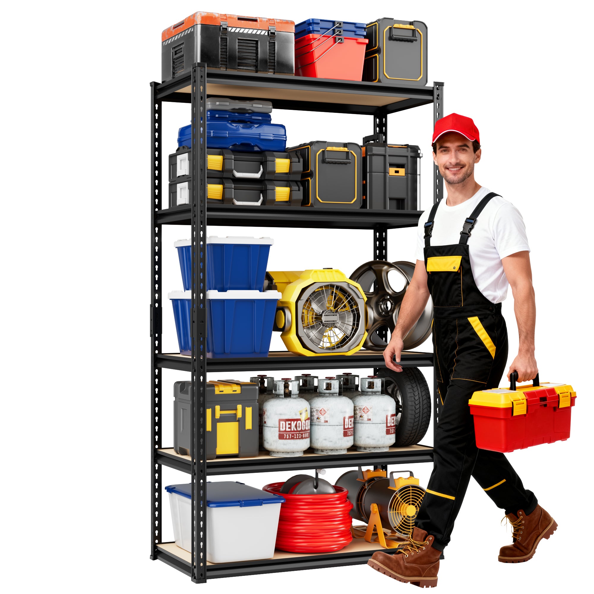 Heavy-Duty 5-Tier Metal Storage Shelves Adjustable Garage Shelving for Pantry Closet Kitchen Basement Black