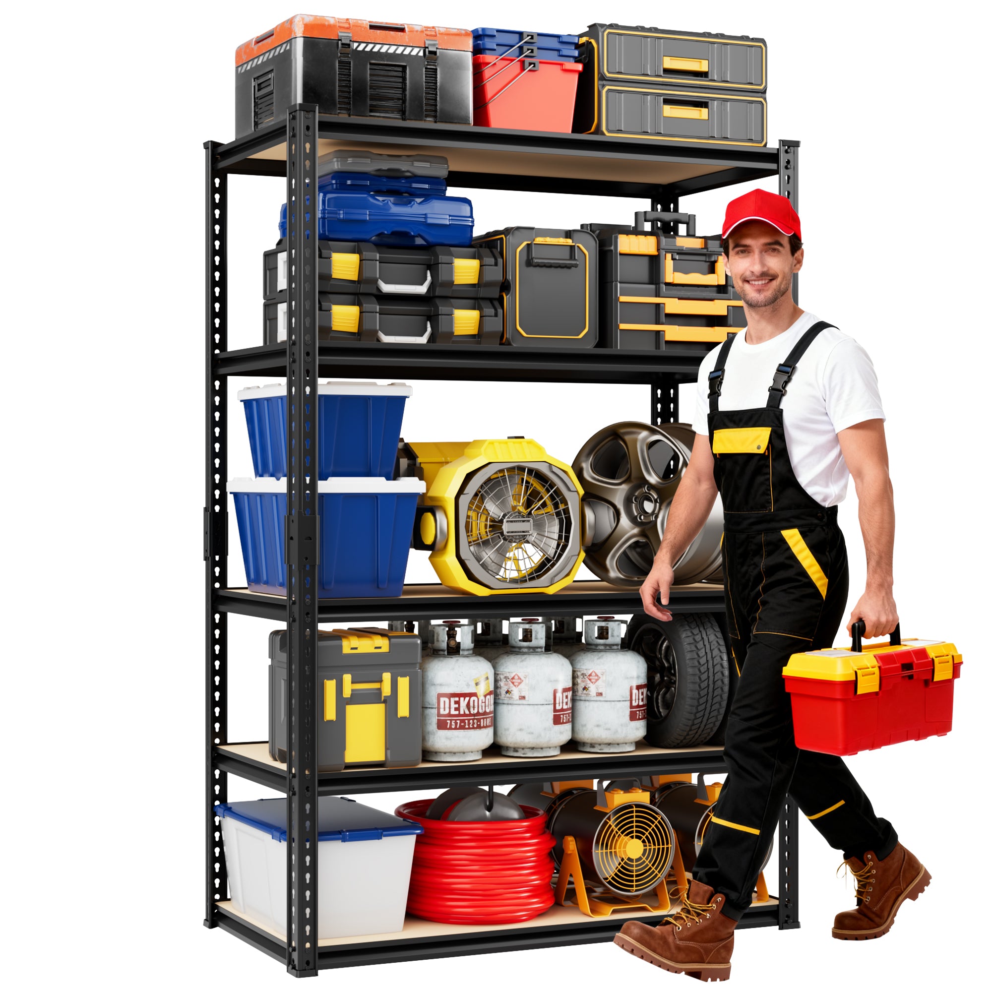 Heavy-Duty 5-Tier Metal Storage Shelves Adjustable Garage Shelving for Pantry Closet Kitchen Basement Black