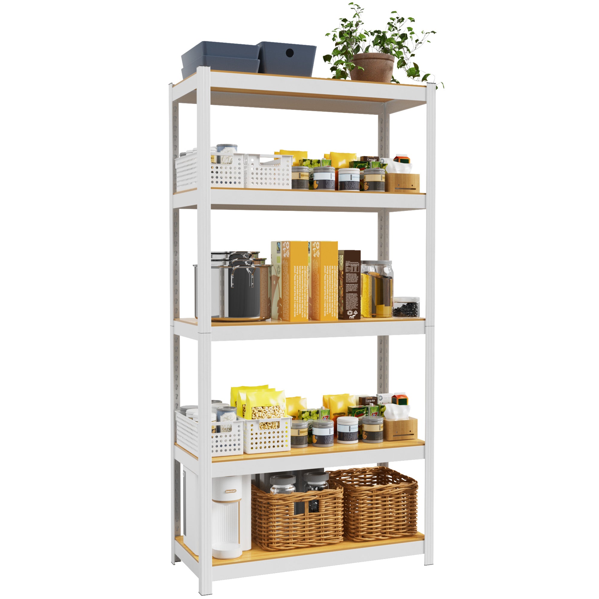 White Metal Garage Shelving 1500LBS White Pantry Shelves for Closet Kitchen Garage Office