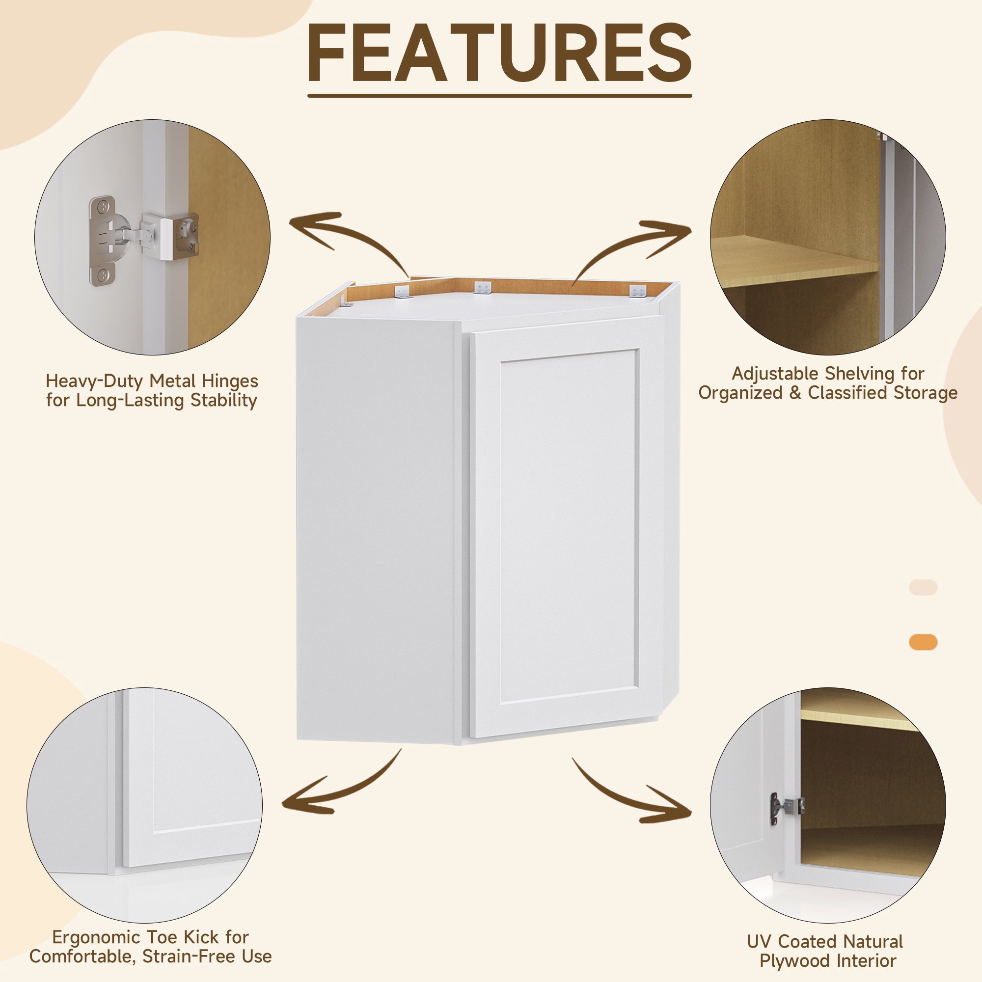 24 in. W x 24 in. D x 30 in. H Plywood Wall Corner Kitchen Cabinet in Shaker White