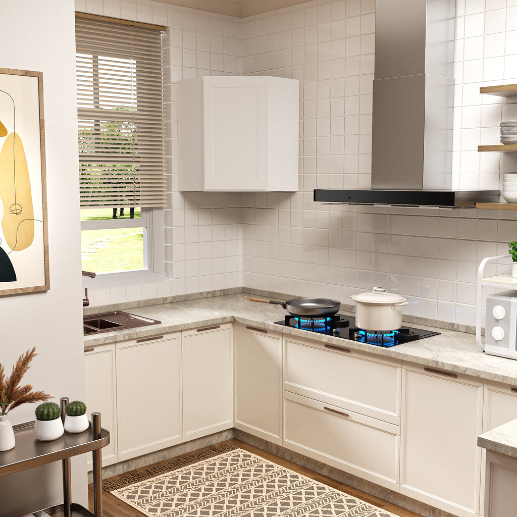 24 in. W x 24 in. D x 30 in. H Plywood Wall Corner Kitchen Cabinet in Shaker White