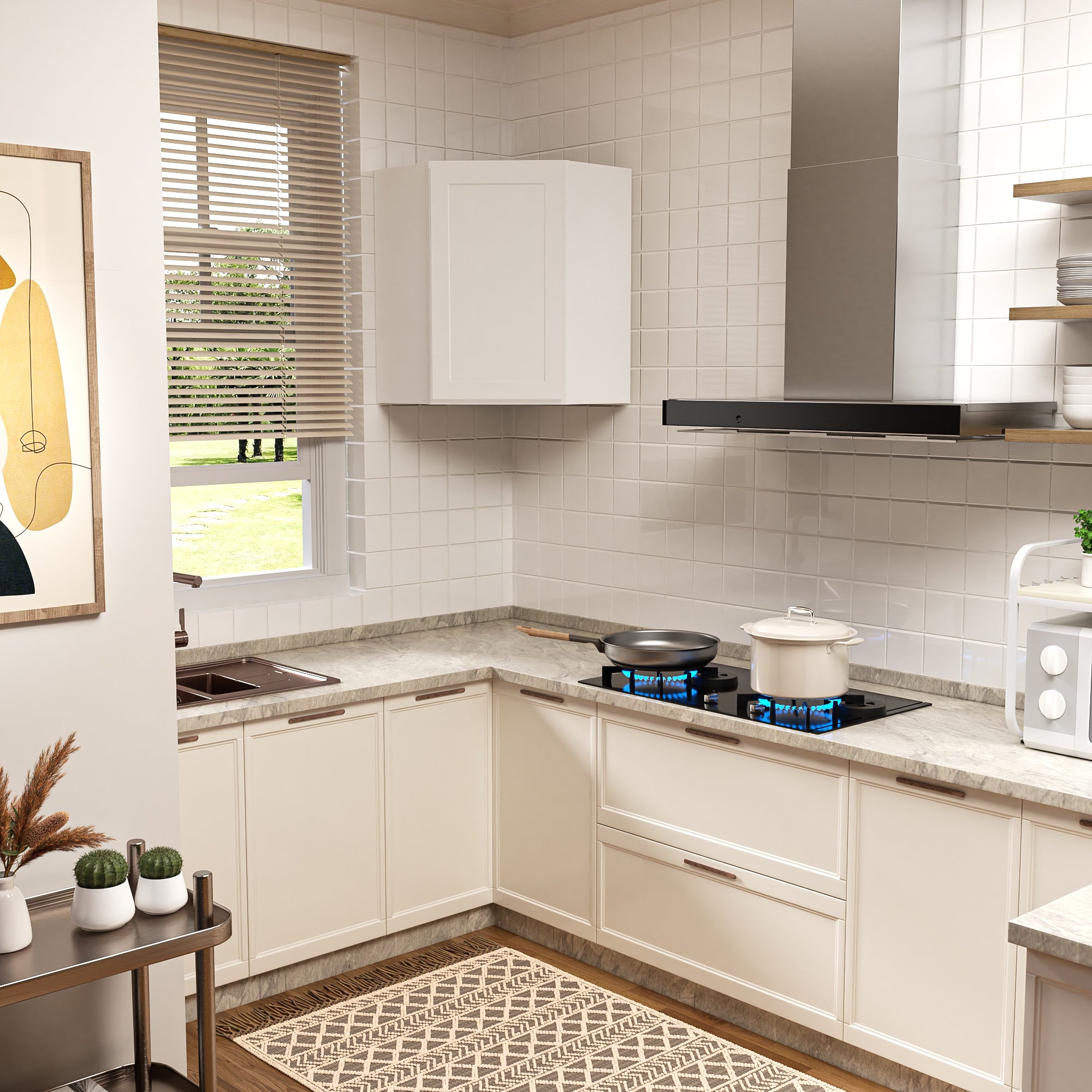 24 in. W x 24 in. D x 30 in. H Plywood Wall Corner Kitchen Cabinet in Shaker White