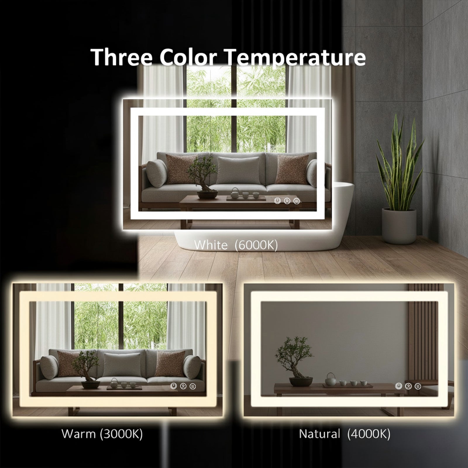 LUXYARD 60x48 LED Bathroom Mirror with Lights，Dimmable, Backlit + Front Lit, Lighted Bathroom Vanity Mirror for Wall