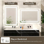 LUXYARD LED Bathroom Mirror with Lights，Dimmable, Backlit + Front Lit, Lighted Bathroom Vanity Mirror for Wall