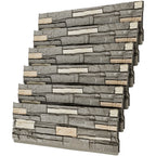 Faux Stone Wall Panels, 6-Pack Premium PU Stone Veneer for Indoor/Outdoor, 3D Artificial Rock Siding for Fireplace Surround & TV Accent Wall, English Brown Castle Stone, 45.67"x11.8"
