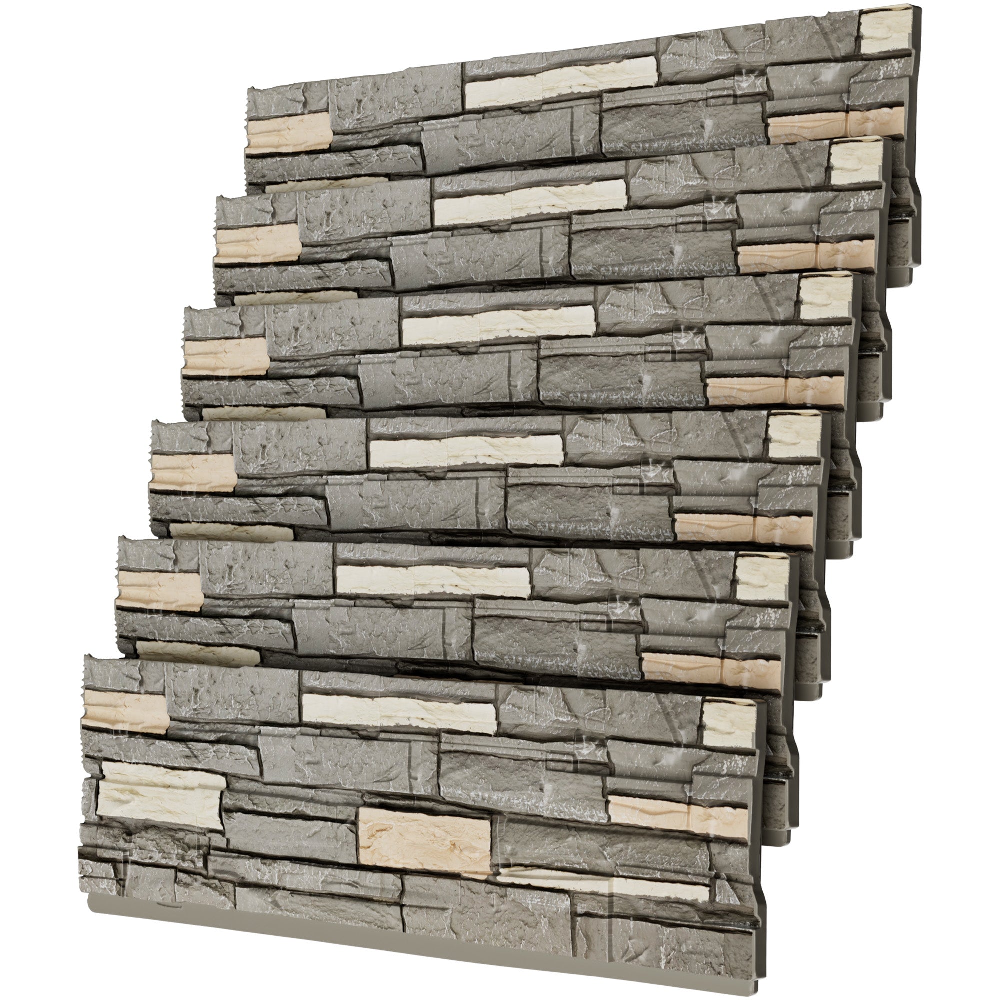 Faux Stone Wall Panels, 6-Pack Premium PU Stone Veneer for Indoor/Outdoor, 3D Artificial Rock Siding for Fireplace Surround & TV Accent Wall, English Brown Castle Stone, 45.67"x11.8"