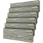 Faux Stone Wall Panels, 6-Pack Premium PU Stone Veneer for Indoor/Outdoor, 3D Artificial Rock Siding for Fireplace Surround & TV Accent Wall, English Brown Castle Stone, 45.67"x11.8"