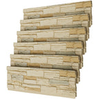 Faux Stone Wall Panels, 6-Pack Premium PU Stone Veneer for Indoor/Outdoor, 3D Artificial Rock Siding for Fireplace Surround & TV Accent Wall, English Brown Castle Stone, 45.67"x11.8"