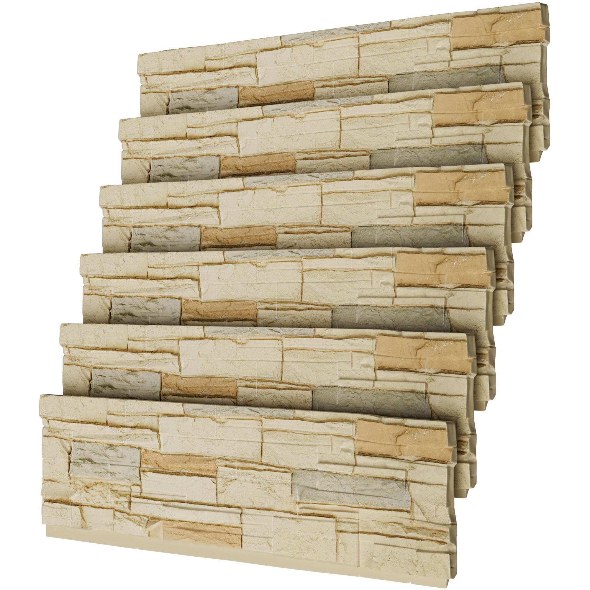 Faux Stone Wall Panels, 6-Pack Premium PU Stone Veneer for Indoor/Outdoor, 3D Artificial Rock Siding for Fireplace Surround & TV Accent Wall, English Brown Castle Stone, 45.67"x11.8"