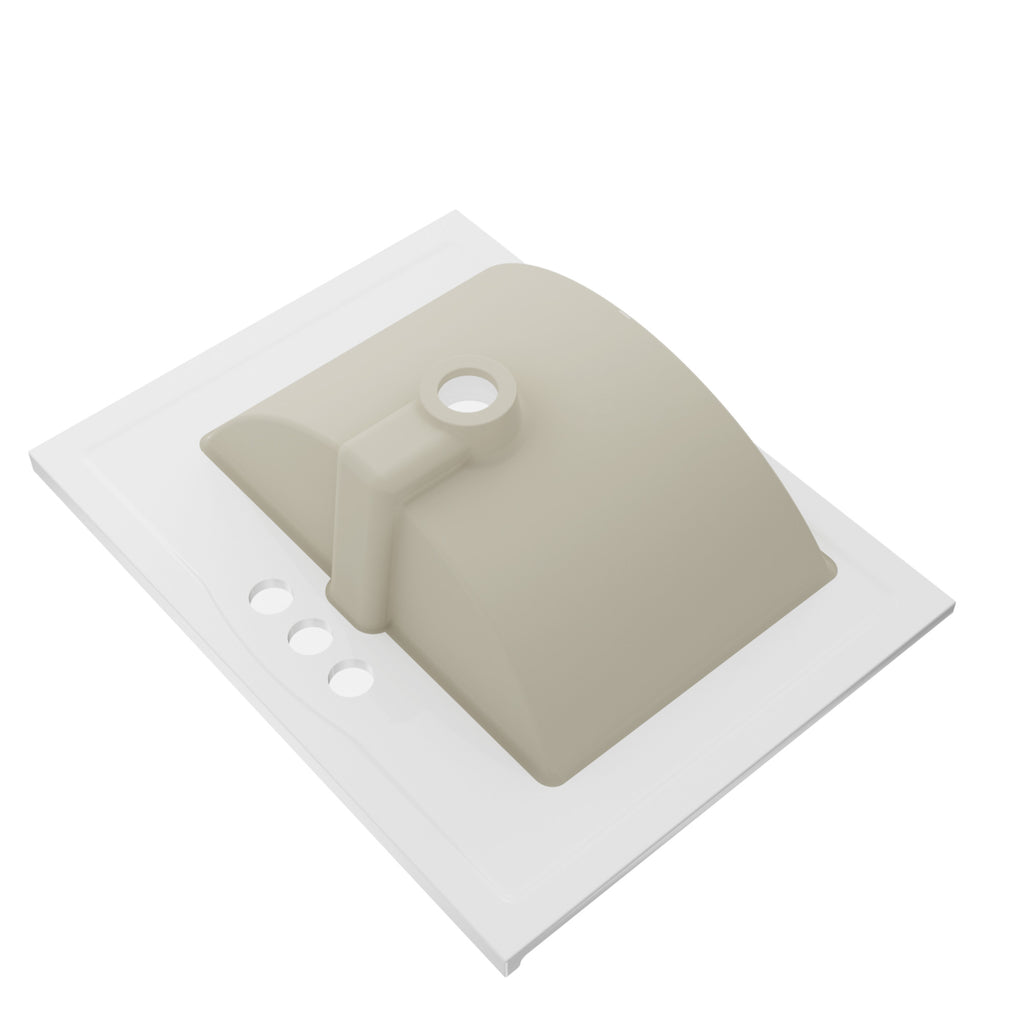 24" Ceramic Integrated Bathroom Sink, Rectangular Vanity Sink Top with Overflow and 3 Faucet Holes, Faucet Not Included, White
