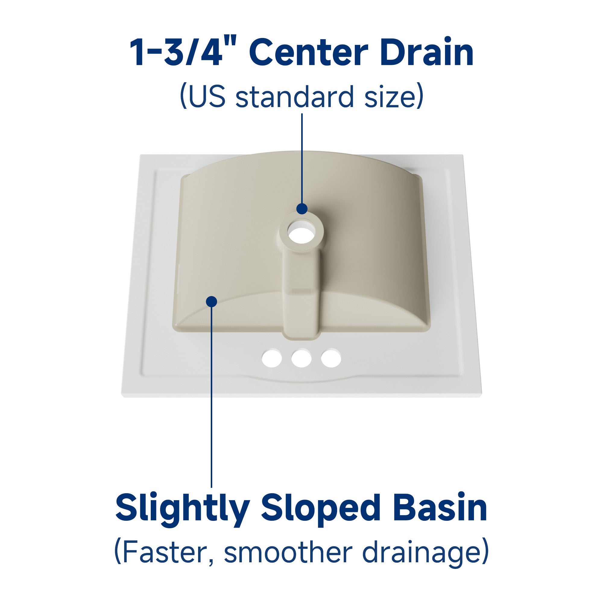 24" Ceramic Integrated Bathroom Sink, Rectangular Vanity Sink Top with Overflow and 3 Faucet Holes, Faucet Not Included, White