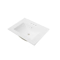 24" Ceramic Integrated Bathroom Sink, Rectangular Vanity Sink Top with Overflow and 3 Faucet Holes, Faucet Not Included, White