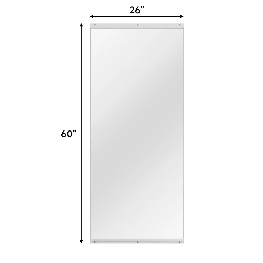26 in W x 60 in H Frameless Full Length Wall Mirror for Home Gym Bedroom Garage Workout Room and Dance Studio