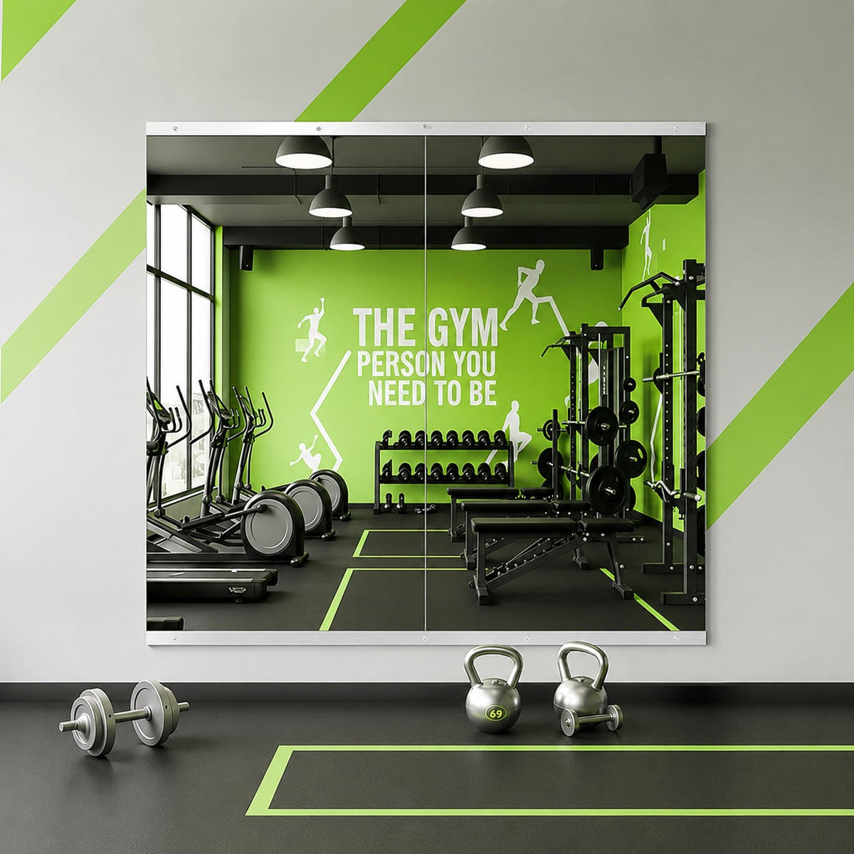 Home Gym Mirror-52x60 Inch Overall 2 Pack 26x60 Each Wall Mounted Large Frameless Tempered Glass Mirror-Idea for Gym Yoga or Bedroom and Living Room