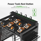 Power Tool Organizer Cart with Adjustable Storage, Garage Workshop Tool Box Cart