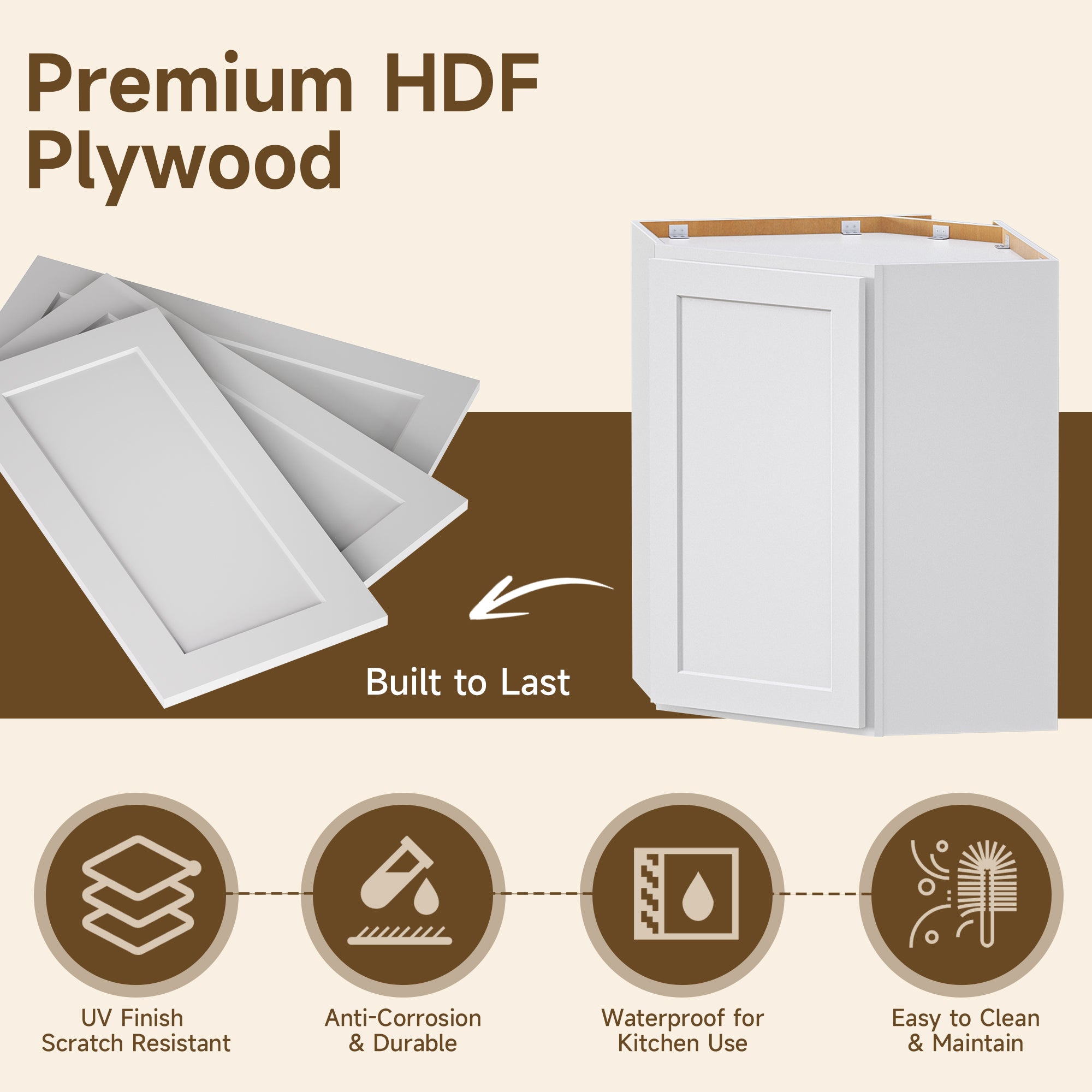 24 in. W x 24 in. D x 30 in. H Plywood Wall Corner Kitchen Cabinet in Shaker White