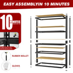Heavy-Duty 5-Tier Metal Storage Shelves Adjustable Garage Shelving for Pantry Closet Kitchen Basement Black