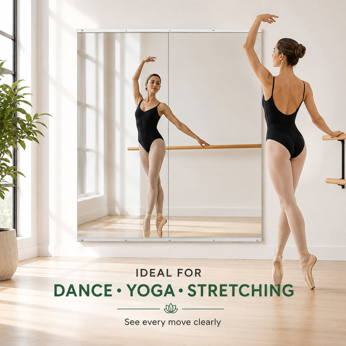 Home Gym Mirror-52x60 Inch Overall 2 Pack 26x60 Each Wall Mounted Large Frameless Tempered Glass Mirror-Idea for Gym Yoga or Bedroom and Living Room