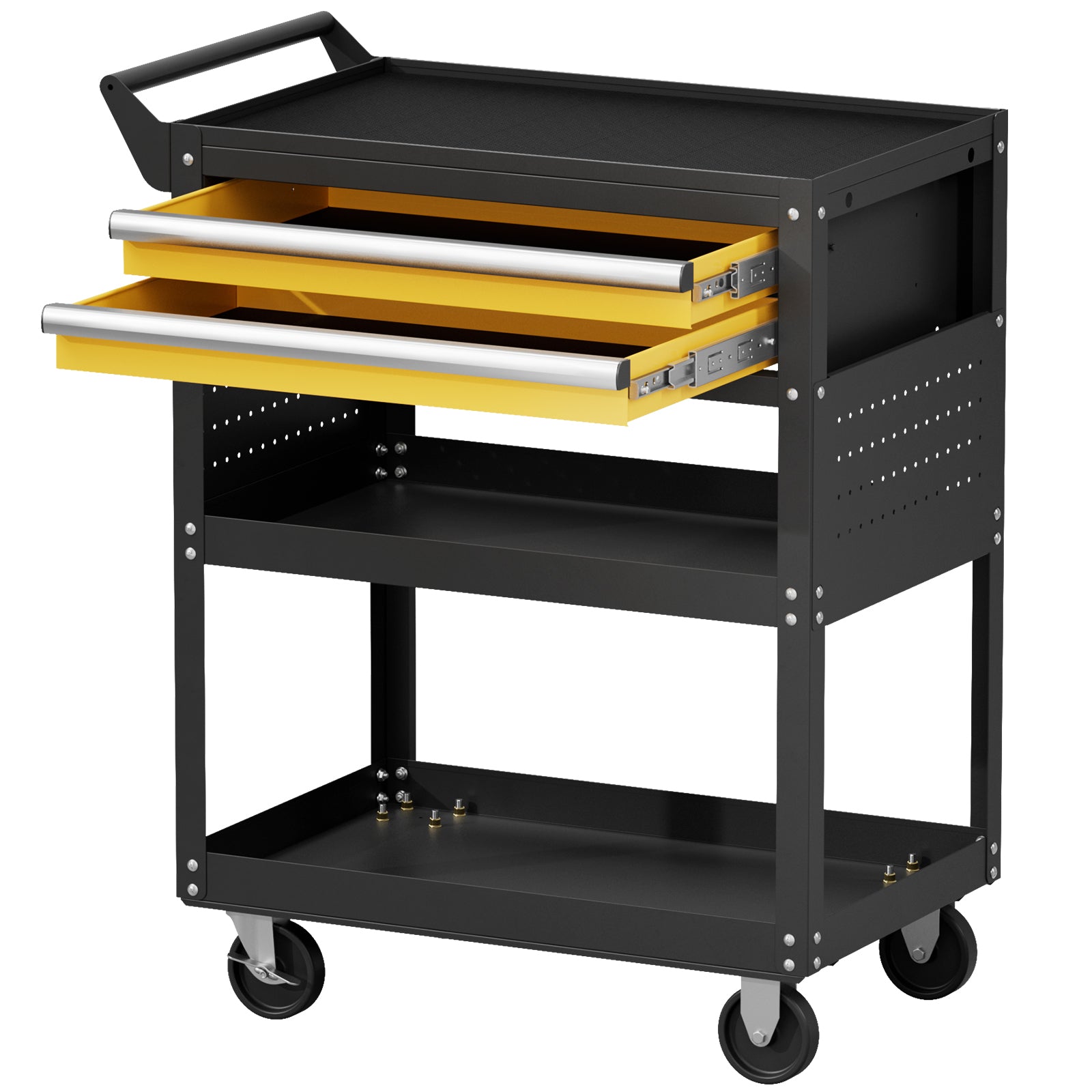 Heavy-Duty Rolling Tool Cart with Drawer & Pegboard, Mobile Garage Storage Organizer for Workshop