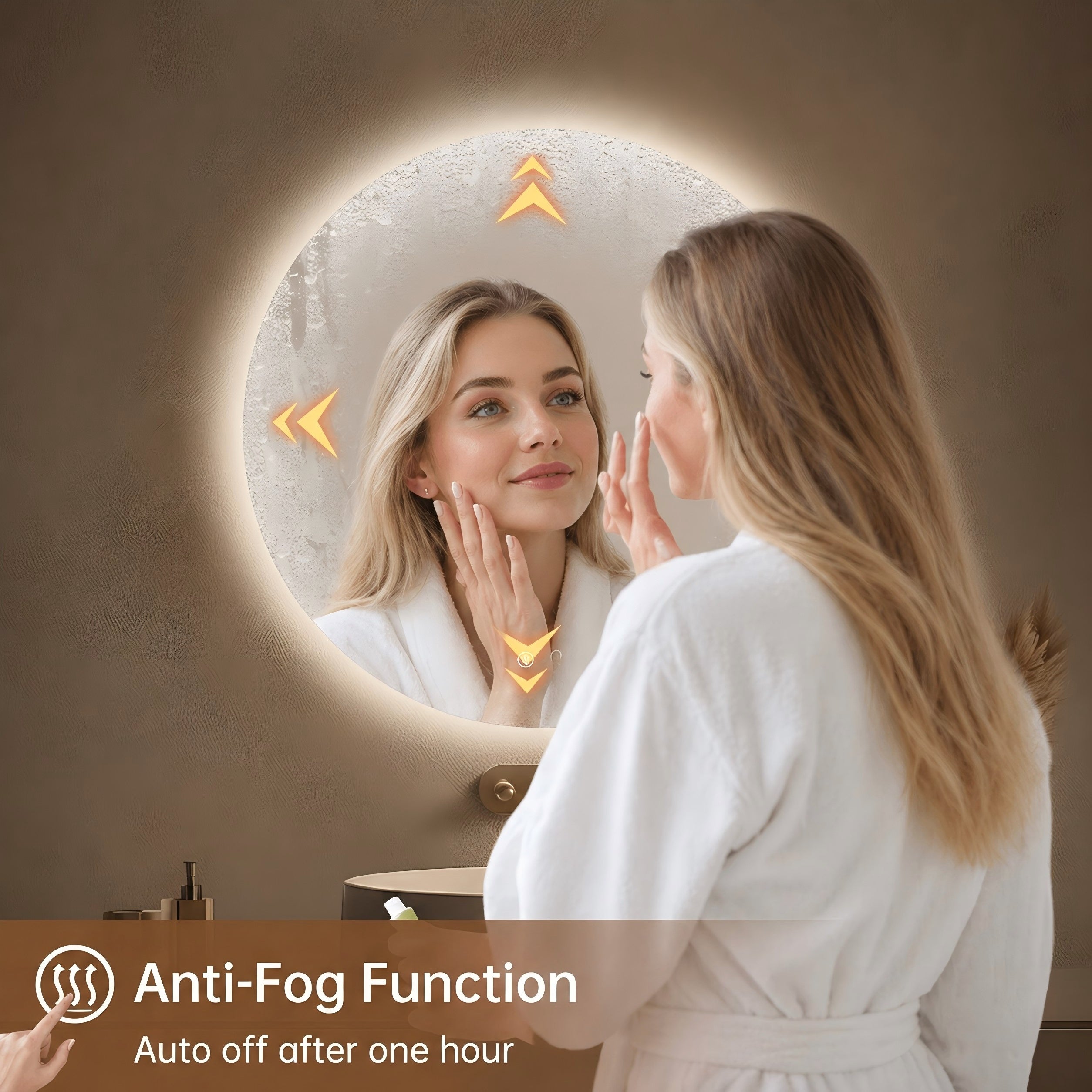 LUXYARD Dimmable LED Bathroom Vanity Mirror with Anti-Fog, Backlit, ETL Listed