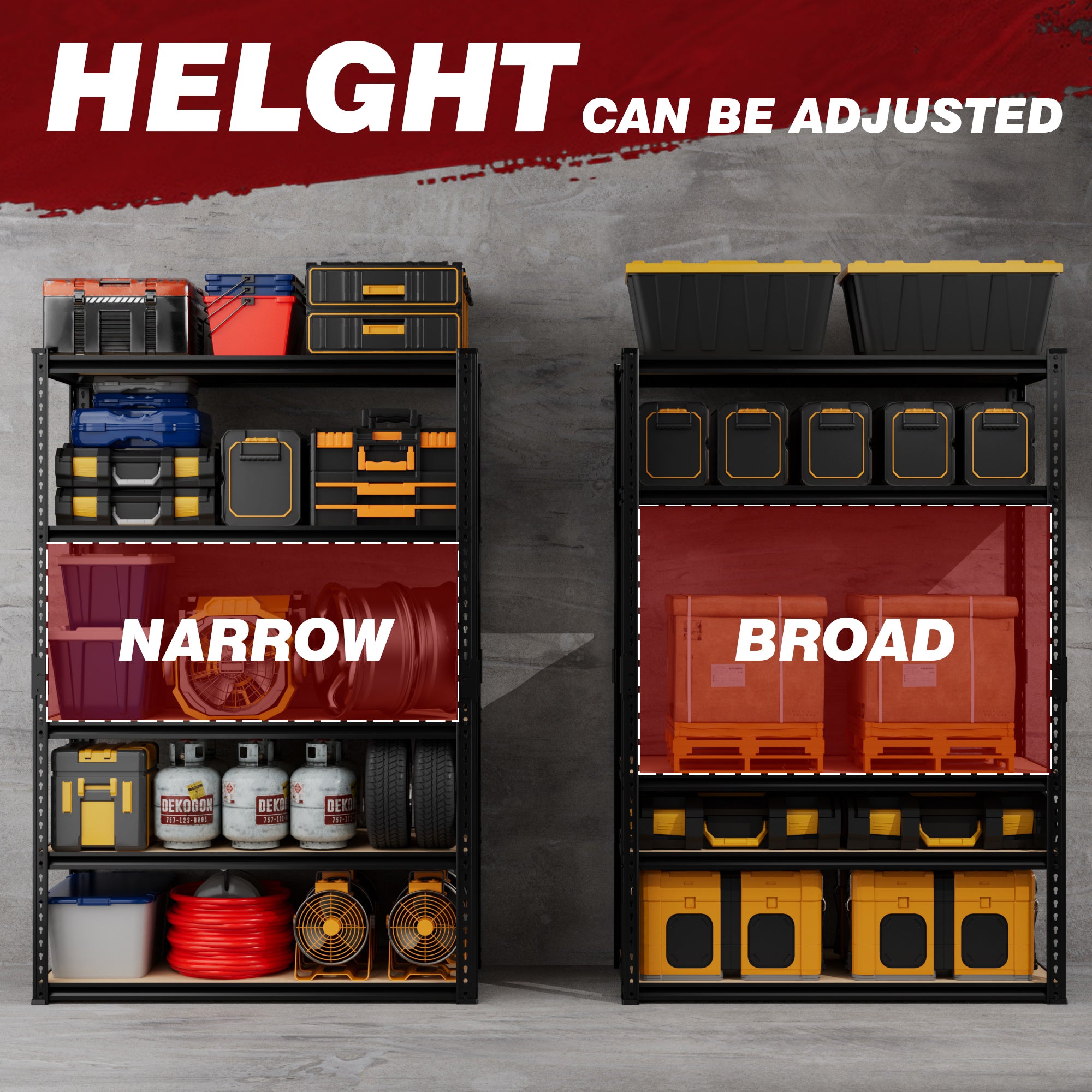 Heavy-Duty 5-Tier Metal Storage Shelves Adjustable Garage Shelving for Pantry Closet Kitchen Basement Black