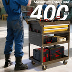 Heavy-Duty Rolling Tool Cart with Drawer & Pegboard, Mobile Garage Storage Organizer for Workshop