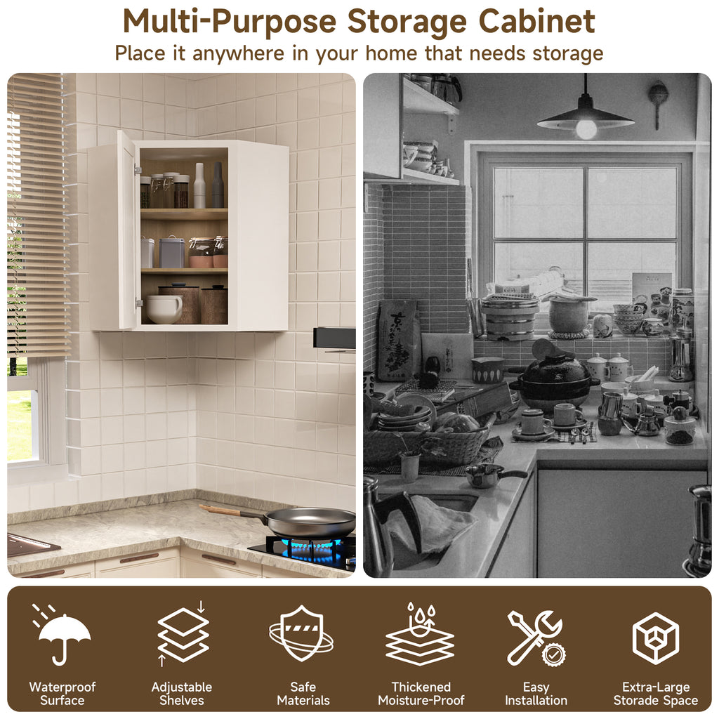 24 in. W x 24 in. D x 30 in. H Plywood Wall Corner Kitchen Cabinet in Shaker White