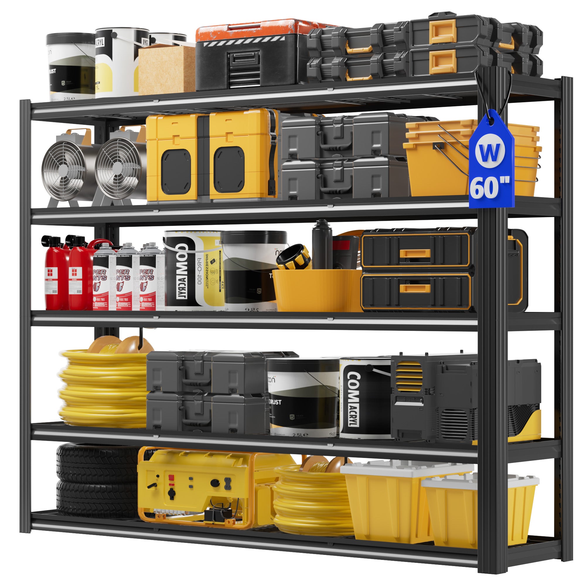 Heavy-Duty Garage Shelving 5-Tier Adjustable Metal Storage Rack 3000 lb Capacity Industrial Shelving for Garage Basement or Warehouse