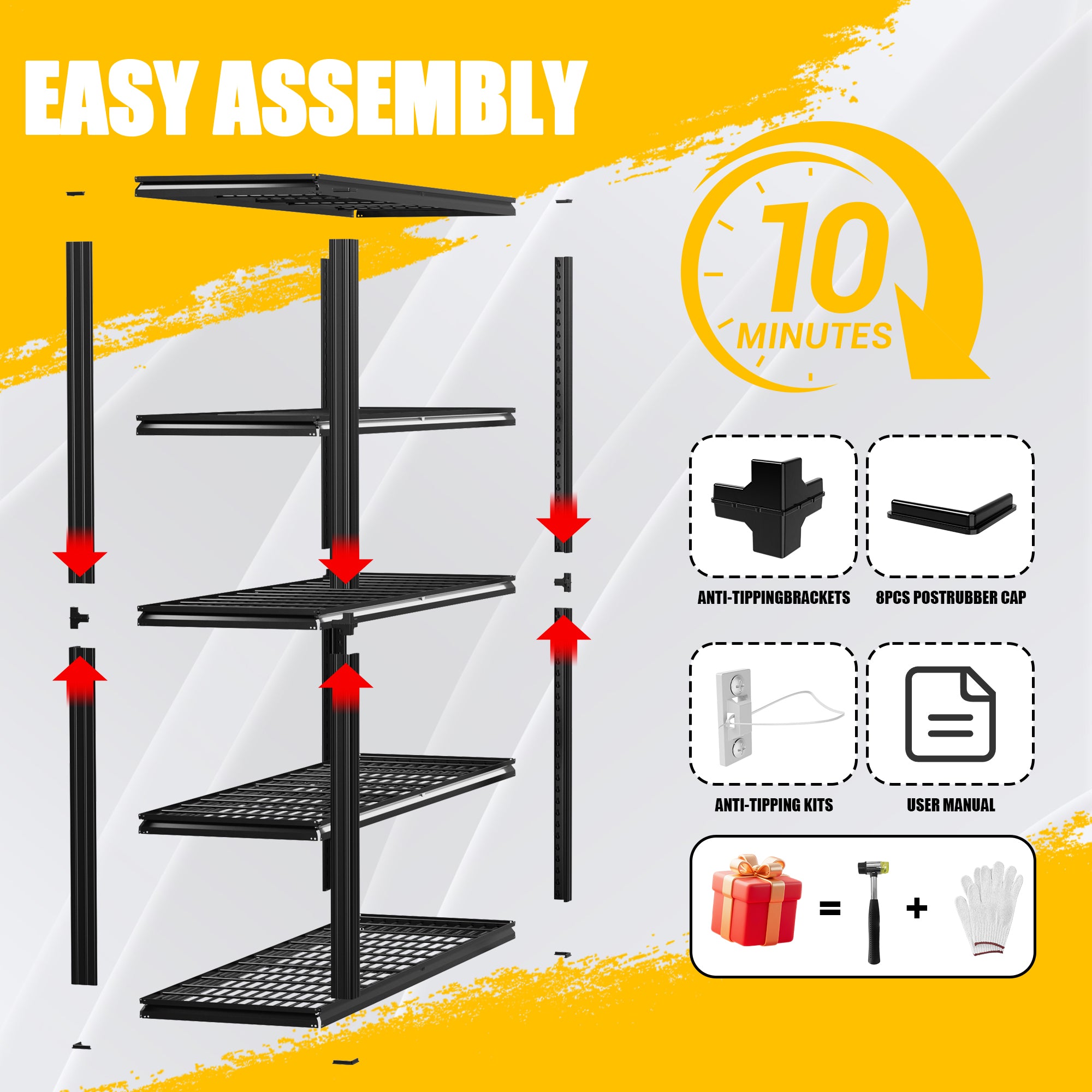 Heavy-Duty Garage Shelving 5-Tier Adjustable Metal Storage Rack 3000 lb Capacity Industrial Shelving for Garage Basement or Warehouse