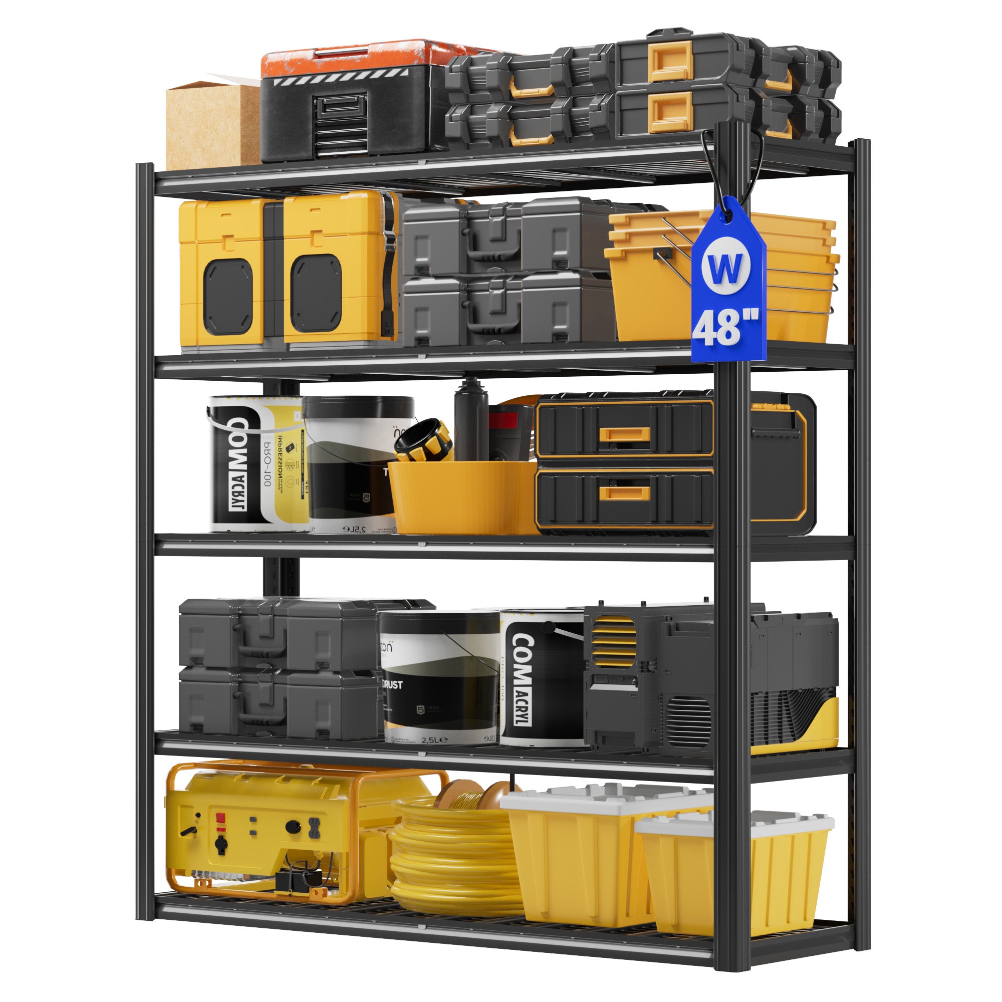 Heavy-Duty Garage Shelving 5-Tier Adjustable Metal Storage Rack 3000 lb Capacity Industrial Shelving for Garage Basement or Warehouse