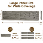 Faux Stone Wall Panels, 6-Pack Premium PU Stone Veneer for Indoor/Outdoor, 3D Artificial Rock Siding for Fireplace Surround & TV Accent Wall, English Brown Castle Stone, 45.67"x11.8"