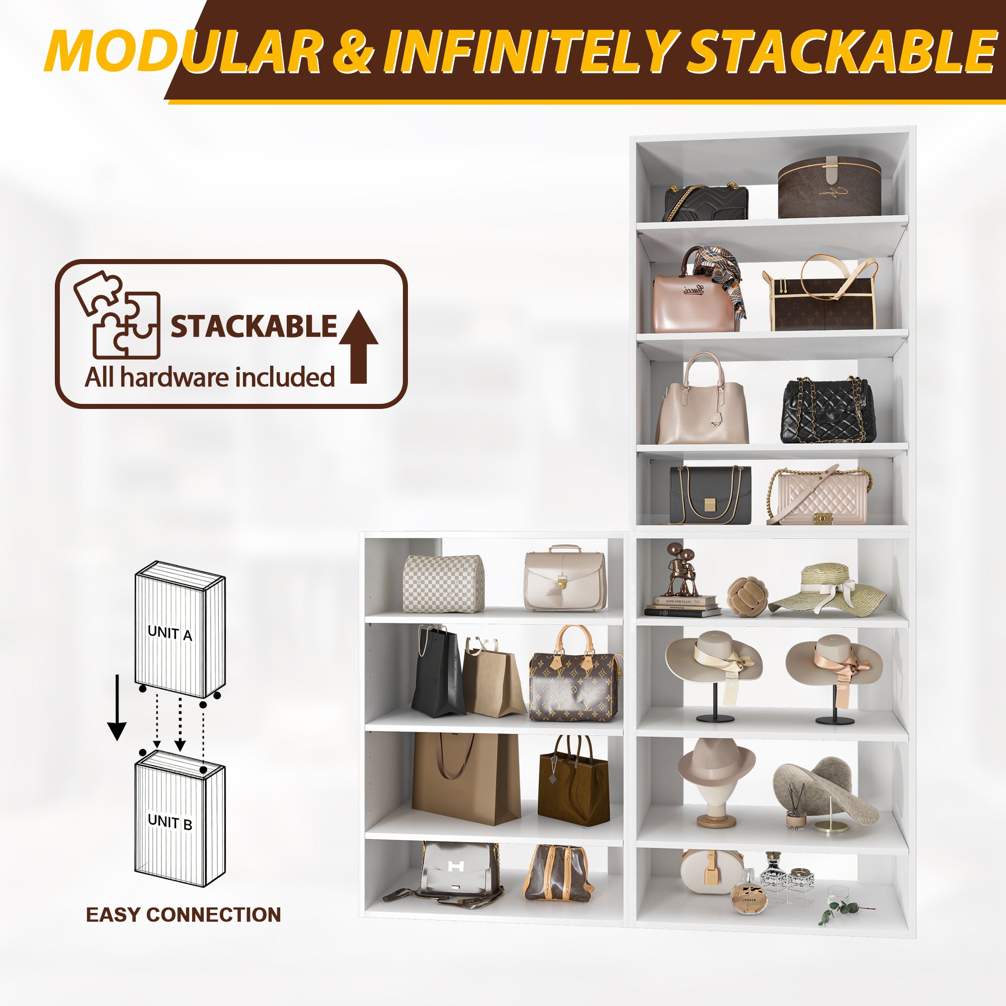 19.5" Wide 4 Drawer Tower Modular Closet System, Closet Storage Organizer with 4 Drawers, White