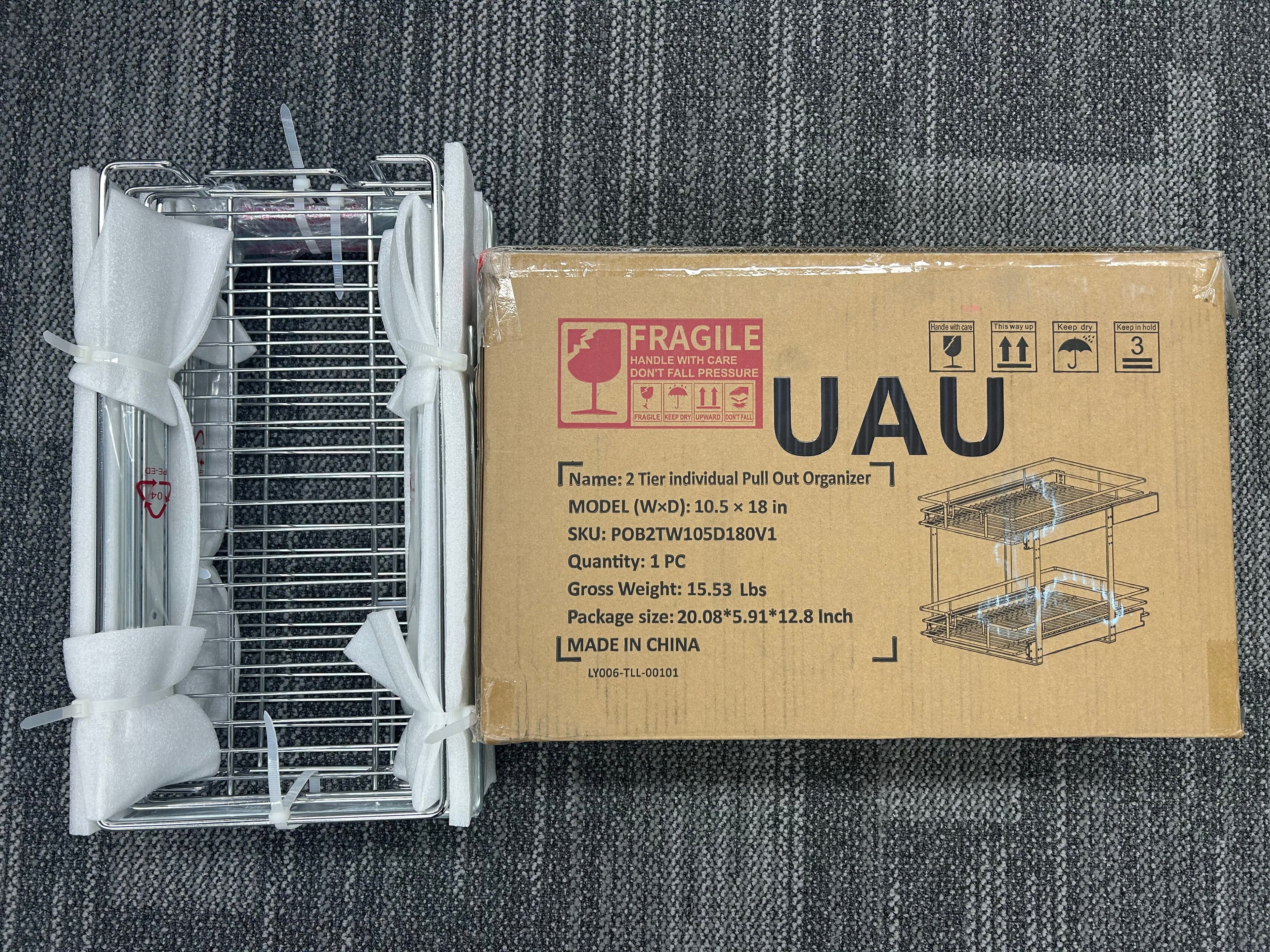 UAU 13.5" W x 18" D Pull Out Cabinet Organizer, Slide Out Pantry Shelves for Bathroom Vanity & Shallow Kitchen Cabinets, Heavy Duty Chrome Wire Basket Drawer (Requires 15" Min Cabinet Opening)